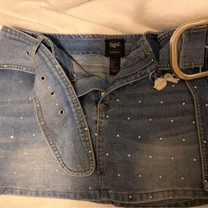 Forever 21xBratz  Denim Mini Skirt with Rhinestone Accents